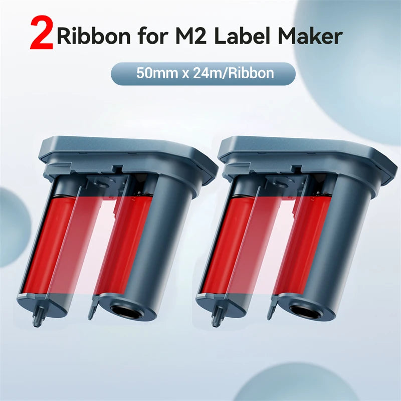 2Rolls Balck White or Color Ribbons of Niimbot M2 Thermal Transfer Label Printer Home Office 20-50mm Width Pint up to 24 Meters