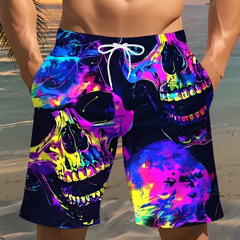 Fashion Skull Print Men Beach Shorts 3D Graphic Board | SAMAG