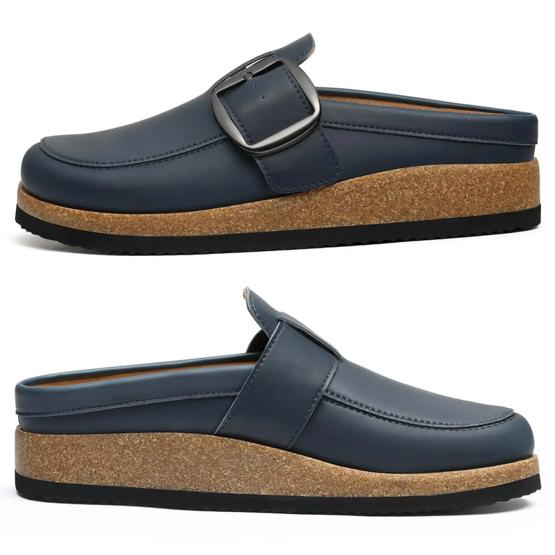Comwarm Vegan Leather Women's Clogs With Arch Support Classic loafer-inspired Design Slides Cork Footbed Outdoor Mules For Women