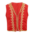 Mens Steampunk Victorian Vest Gothic Vintage Gold Trims Embroidery Medieval Sleeveless Waistcoat Jacket Vest Halloween Costumes