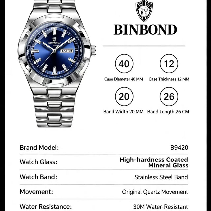 2026 New Luxury Men Business Watches Calendar Quartz Wristwatches For Mens Clock Reloj Hombre