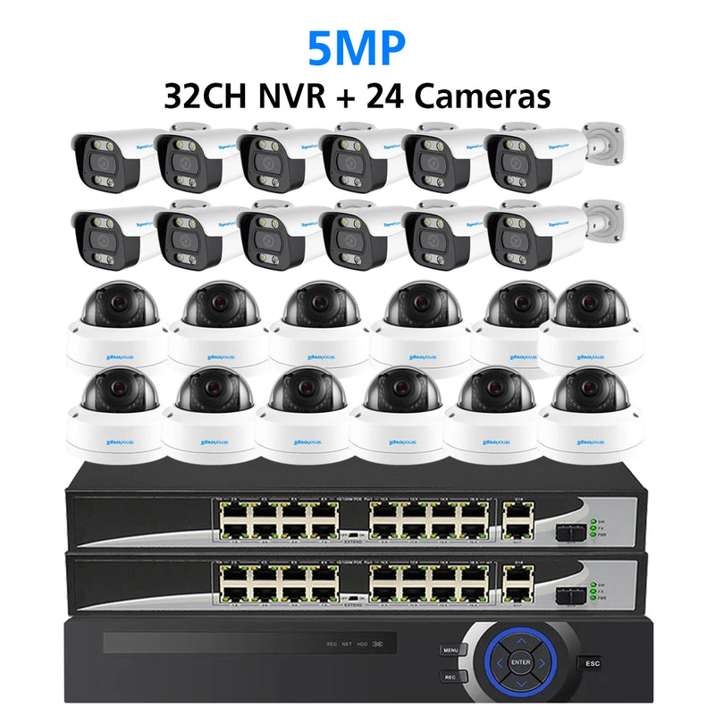32CH 4K 8MP Security Camera System 5MP Audio Record IP Camera Indoor Outdoor Waterproof POE Home CCTV Video Surveillance Kit
