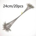 OUTKIT 20PCS/lot Fishing Lure Trace Rope Wire Leader Line Swivel Tackle Spinner Shark Spinning With 15CM, 20CM, 24CM, 30CM Pesca