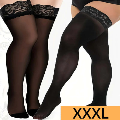 Plus Large Size Oversized Women Black Lace Stockings | SAMAG
