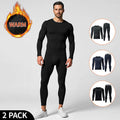 2-piece Autumn/Winter Men's Fashionable Sports Slim Fit Warm Suit For Teenagers Casual Running And Fitness Round Neck Base Set