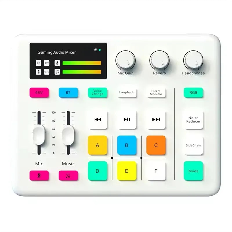 Audio Interface with DJ Mixer Live Sound Card Effects and Voice Changer BT Compatible Mixer For Live Streaming Singing مكسر