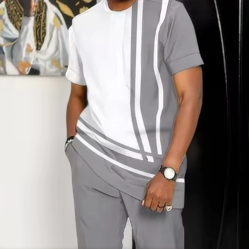 Summer fashion new sports suit men's T - shirt+pants 2 - piece set oversized clothes Joogers Outfit 3D - View 2 | SAMAG