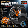2026 New Military TANK 1400mAh Battery Smart Watch IP68 Waterproof LED Flashlight Heart Rate Sports tracker SOS Smart Watch Men