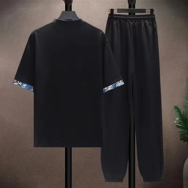 (Shirt + trousers) summer men fashion Cotton breathable sets Two Piece size M - 5XL - View 3 | SAMAG