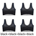 FallSweet 4PCS Plus Size Ice Silk Bra for Women Seamless Push Up Bralette Wireless Lace Brassiere Summer Underwear Lingerie Tops