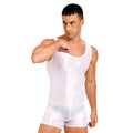 Swimwear Mens Glossy Stretchy Swimsuit U Neck Tank Leotard Jumpsuit Bodysuit Mankini Bodybuilding Fitness Exercise Swimming Suit