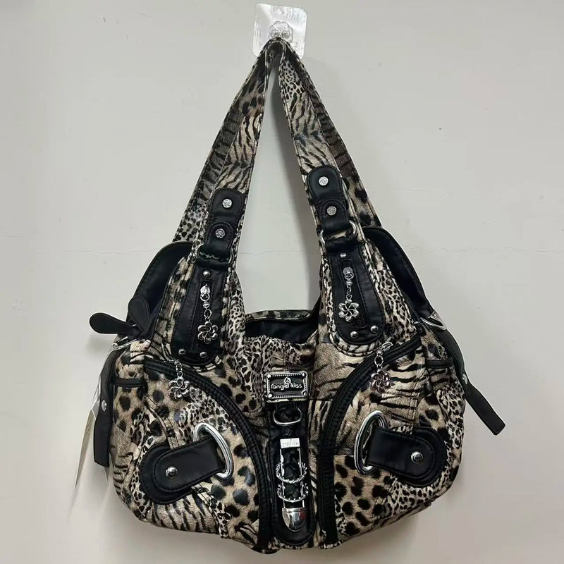 Women Handbags Fashion Leopard Shoulder Bag Large Tote Top-handle Shopping Pack Multifunctional Satchel Lady Hobos  Big Purse