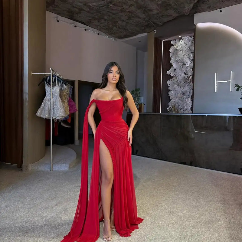 New Design Sexy One Spaghetti Strap Fishbone Pleated | SAMAG