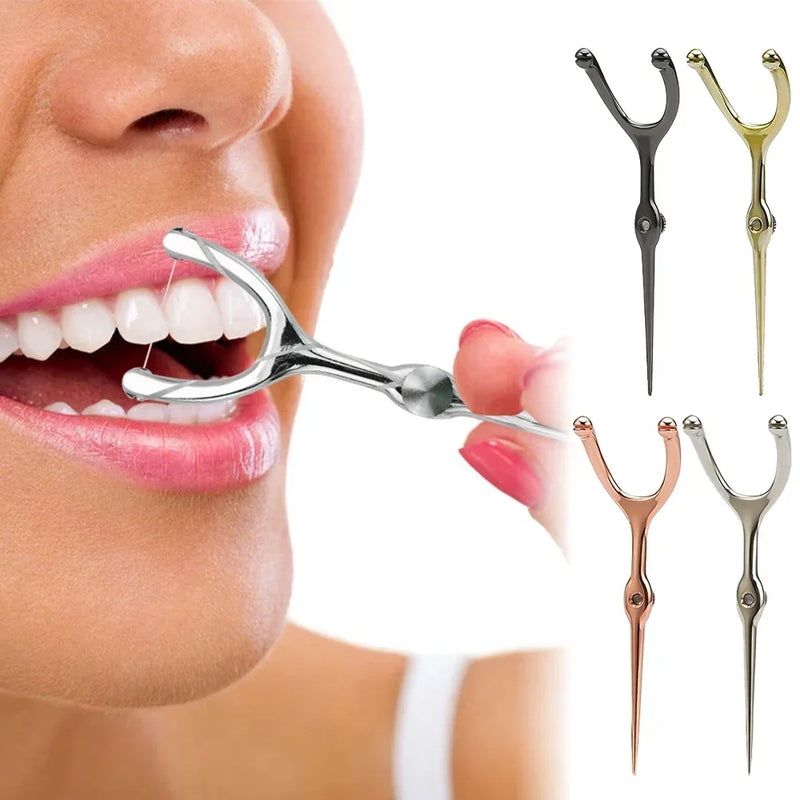 Stainless Steel Toothpick Dental Floss Portable Dental Floss 304 Oral Care Cleaning Gaps Tartar Y Shape Flossing Toothpick