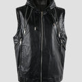 Nerazzurri Summer Autumn Short Black Blue Pu Leather Vest Men with Hood Zipper Luxury Designer Sleeveless Jacket Unisex Clothes