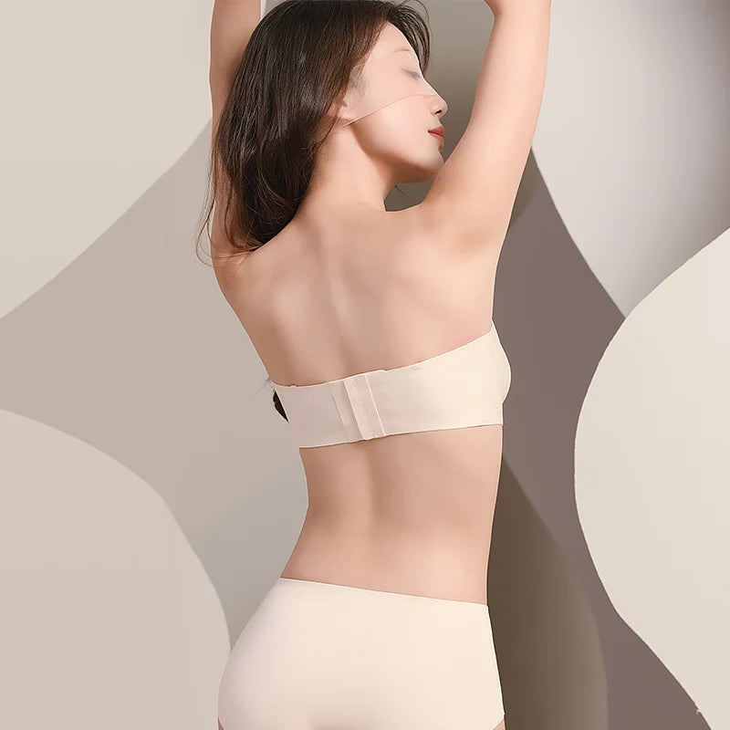 PAERLAN Detachable Shoulder Strap Wedding Dress Bra Non Slip No Underwired Bandeau Wrap Underwear Women