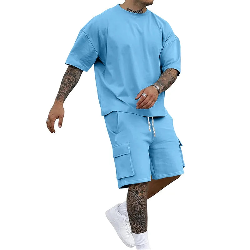 New Summer Style Fashion T-shirt and Utility Shorts Solid | SAMAG