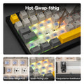 ISO-DE Layout AJAZZ AK820 PRO 75% QWERTZ German Layout Gasket Wired/Bluetooth/2.4G Wireless Mechanical Keyboard for Win/Mac