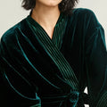 Birdtree,OEKO-TEX,Base Fabric 100%  Silk Robe,Women Sleepwear Natural Thicken Nightgown,Velvet Home Pajamas P5D924JF