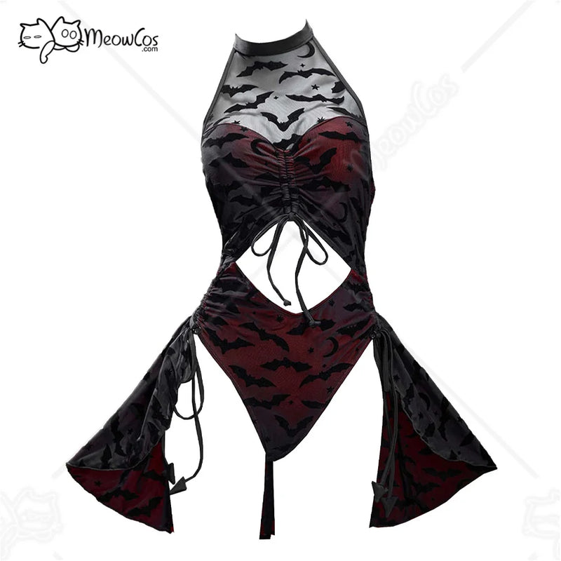 Meowcos.com Women's One Piece Swimsuits Gothic Halter | SAMAG