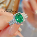 925 Silver Gemstone Ring for Women Fashionable Artificial Green Blue And Red Stones Engagement Jewelry - Visuel 5 | SAMAG
