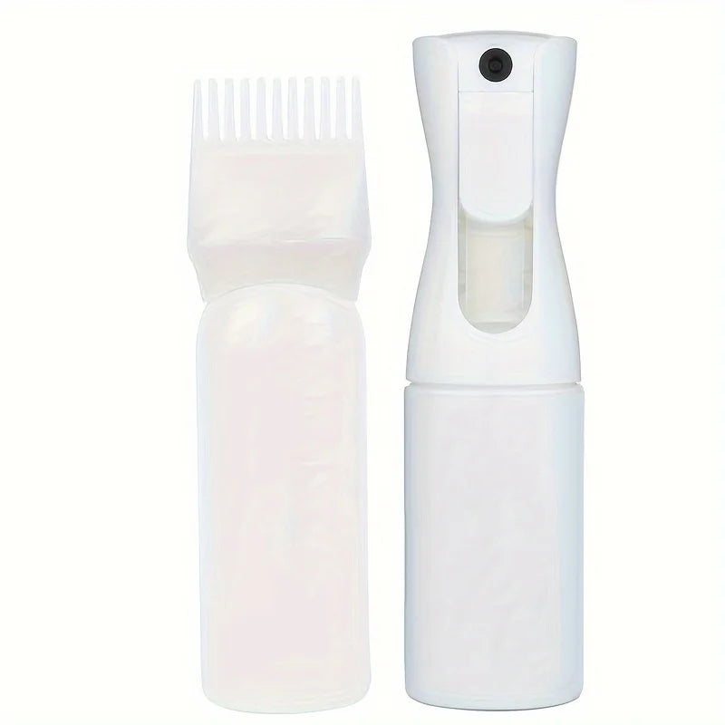 WANMEI 1/2pcs Refillable Continuous Spray Bottles with Root Comb Applicator - Fine Mist Sprayer for Hairstyling Hair Dye Bottle