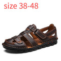 Men's Genuine Leather Sandals 2026 Summer Anti-slip Outdoor Beach Shoes Toe Cap Top Layer Cowhide Men Sandals Large Size 38-48