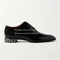 Patent Leather Metal Chain Heel Gentleman Oxfords Lace up Alpha Male Dress Shoes Classic Formal Shoes for Party Wedding Business