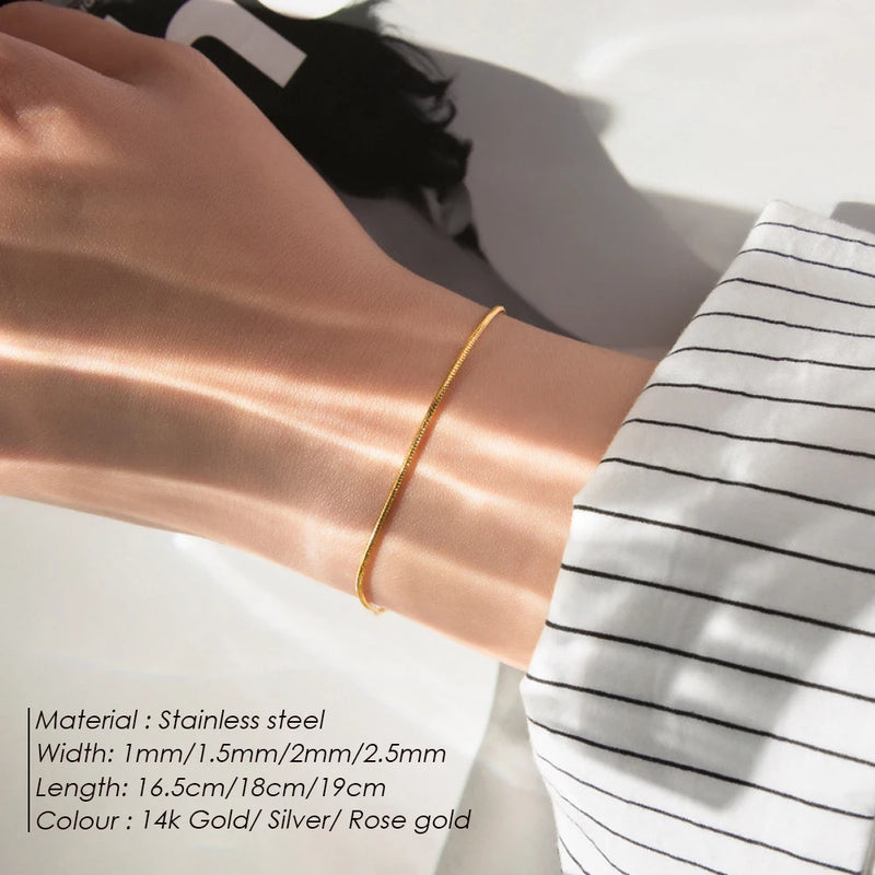 Hot Sale Stainless Steel Snake Chain Bracelet Fashion Jewelry For Men Women Stainless Steel Link Bracelet