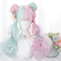 Synthetic Long Curly Wavy Lolita Wig with Bangs Wig Girl Cute Ombre Pink Blonde Black Cosplay Party Halloween Harajuku Wig