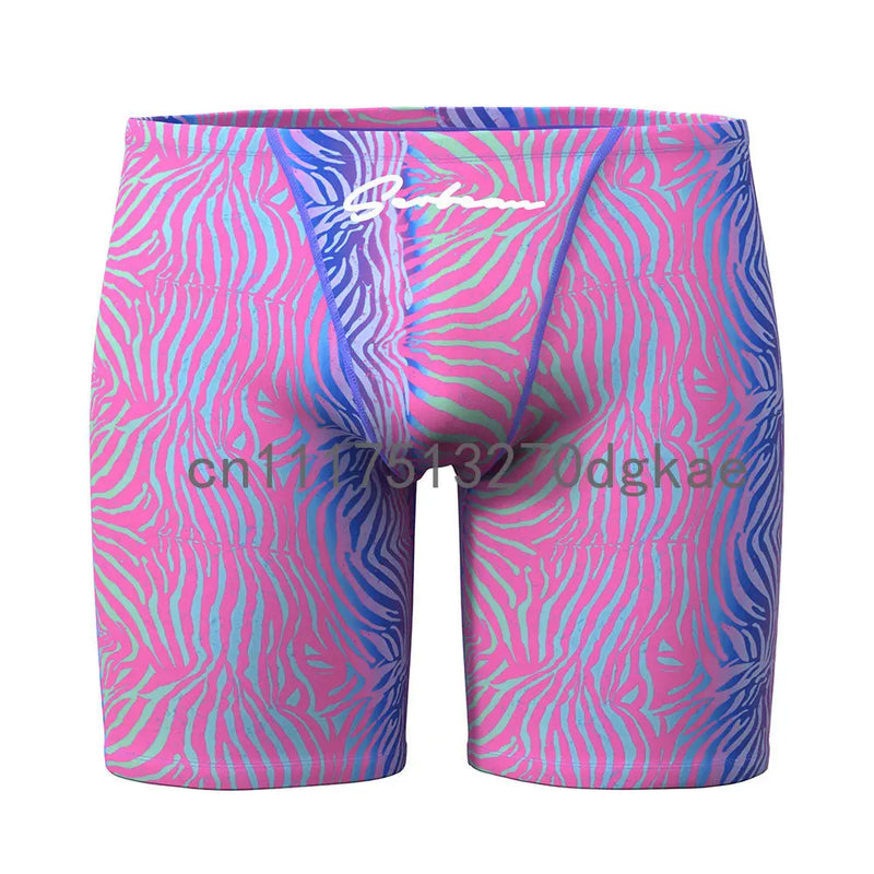 SEOBEAN Men‘s Long Swim Trunks Zebra Print Quick Dry | SAMAG