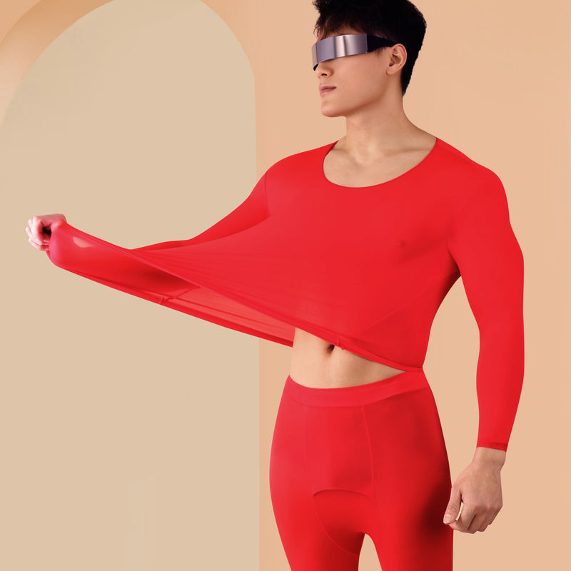 1pcs Men's Ultrathin Thermal Underwear High elasticity Plus Size Constant Temperature Seamless Long Sleeve Bottoming Set