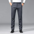Men's mid-rise stretch casual suit pants, non-iron solid color straight leg pants