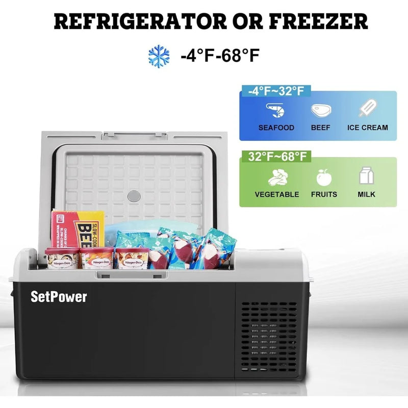 15L Portable Car Refrigerator With AC Adapter Mini Cooler Fridge Fast Cooling