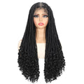 SQRDGQ Synthetic Hair Full Lace Wigs on Clearance Sale Long Braided Wigs Glueless Box Braids Woman Wigs Ombre Black Wig Woman