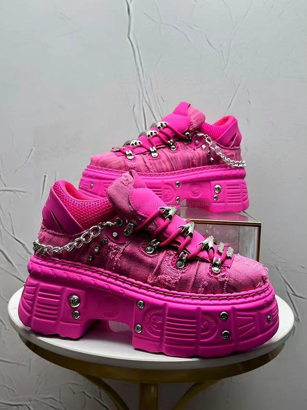 2026 Summer New Men's Punk Style Platform Heightening Niche Personality Fried Street Fashion Dad Shoes