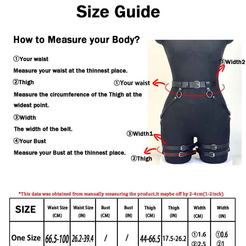 Studded Decor Harness Belt Leg Harness Suspenders Pu Leather Thigh Garter Harness for Women Harness Clothing Accessories