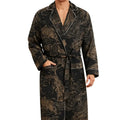 Men's Landscape Print Rayon Bathrobe Kimono Style with Belt Pockets Soft Breathable Loungewear for Home