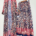 Design retro positioning printed long cardigan+vest three piece set for spring women's clothing+loose pants skirt fashion set