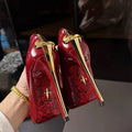 Red Bottom Metal Wand Sexy Sword Pointed Toe Thin Heel Evening Single High Heel Printed Bottom Comfortable Wear Ultra High Heels