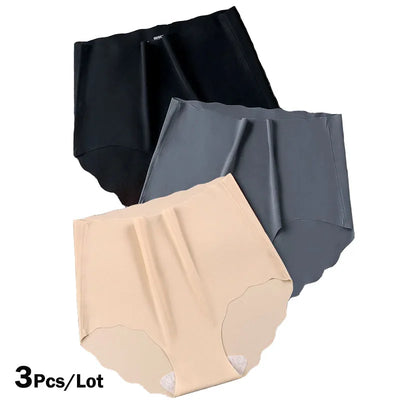 /Lot High Waist Panties Women Ice Silk Seamless Underwear | SAMAG