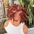 350# Bantu Braided Wigs Synthetic Full Lace Short Cornrow Braided Wigs Handmade Twist Wig with Baby Hair for Black Women