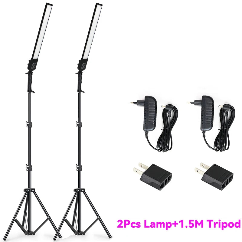 Photography Studio LED Lighting Kit Dimmable LED Video Light Handheld Fill Light With Light Stand 24W 3200K-5500K Photographic