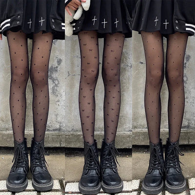 Sexy Polka Dot Silk Stockings Bow/Heart Thin Lady Tights | SAMAG