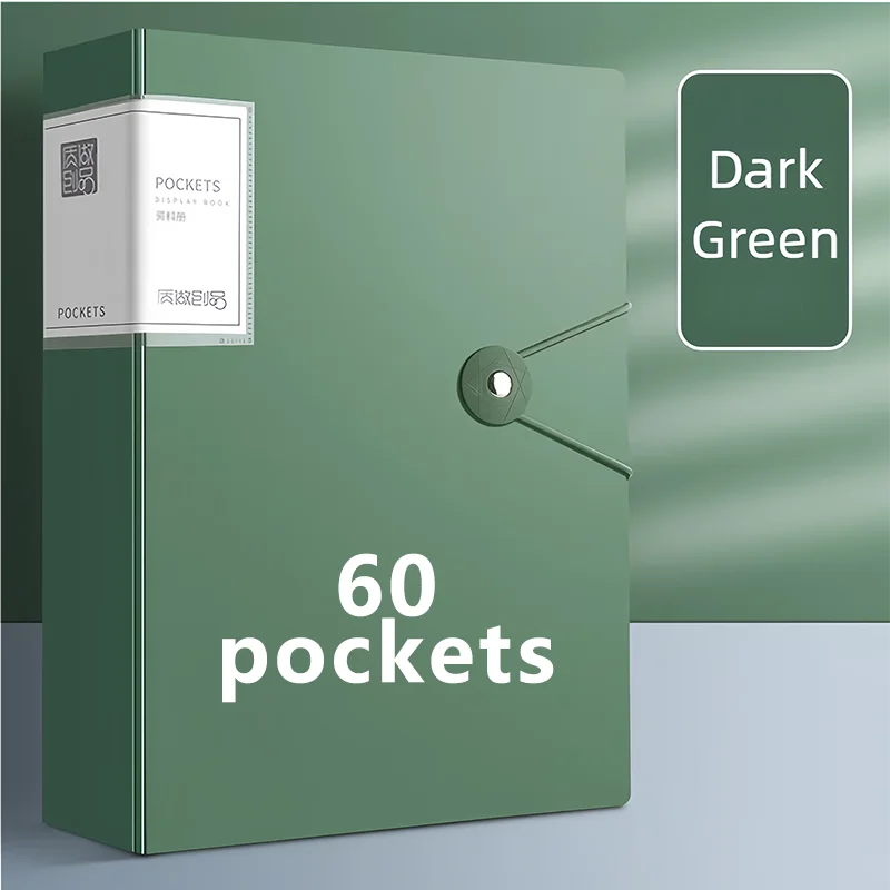 A4 Display Paper File Folder 40/60/100 Pockets Document Organizer with Snap Closure Office School Stationery