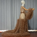 Women Dressing Gown Perspective Sheer Long Tulle Robe Puffy Pregnancy Maternity Dress for Baby Shower Nightgown Sleepwear Custom