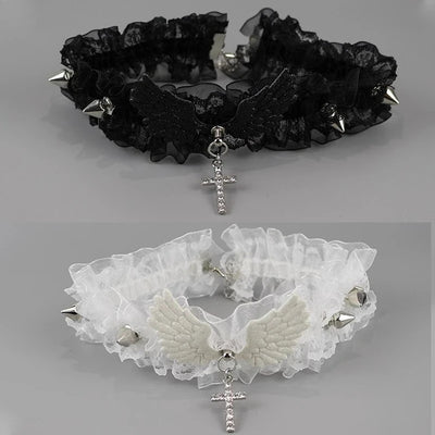 Fashion Solid Color Women Girls Necklace Wide Lace Rivets | SAMAG