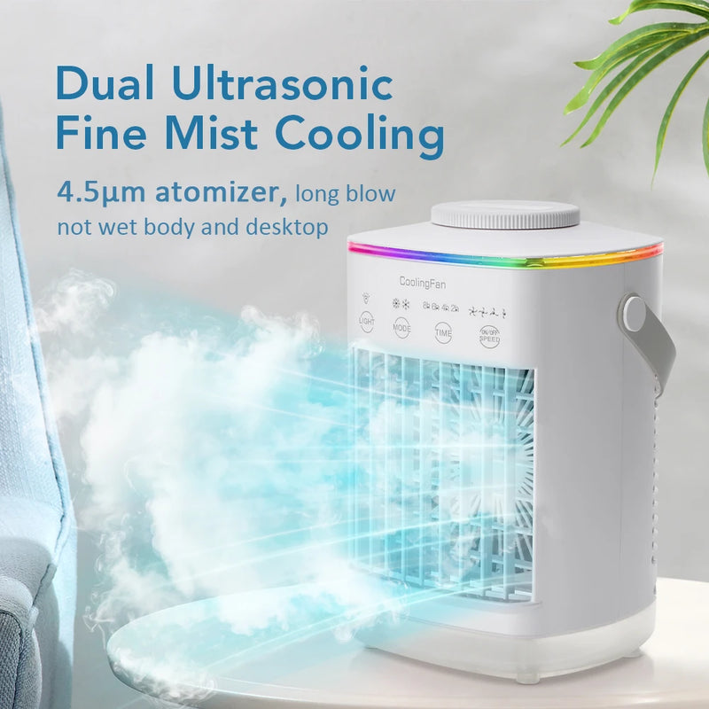 Small Household Summer Cooling Equipment Mini USB Desktop Air Conditioner Fan With Mist Spray Humidifying Feature Portable Cold