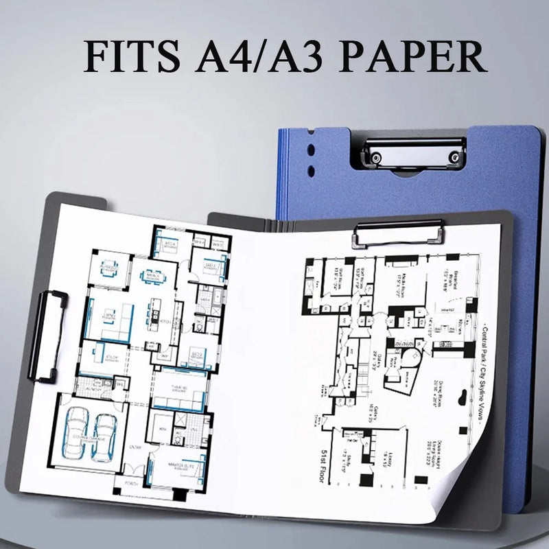 A3 A4 File Folder Clipboard Writing Pad Double Clips Paper Organizer School Office Stationary