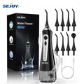 SEJOY Water Flosser Irrigator Dental Teeth Whitening strips Portable 230ML Tank 5 Modes 8 Jet Tips Washing Machine for Home